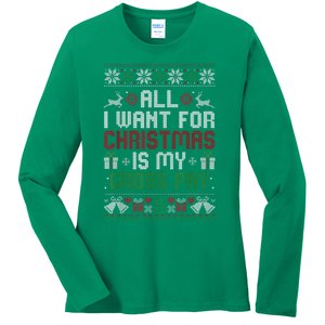 All I Want For Christmas Is My Gross Pay Funny Joke Ladies Long Sleeve Shirt