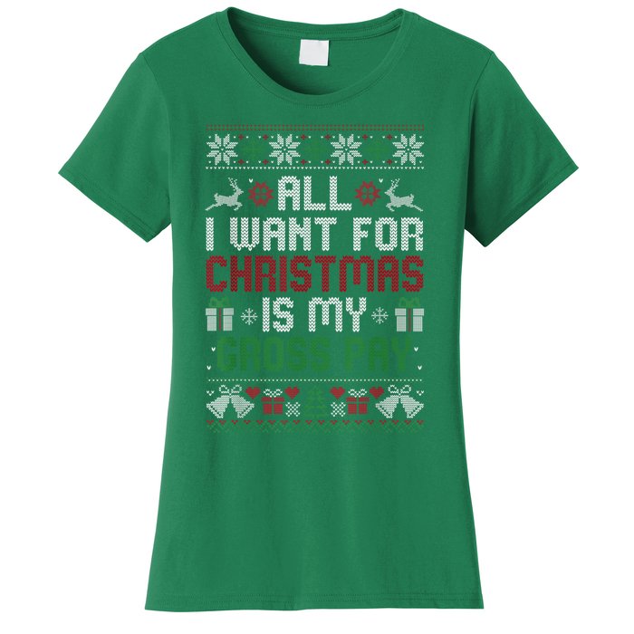 All I Want For Christmas Is My Gross Pay Funny Joke Women's T-Shirt