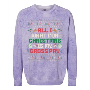 All I Want For Christmas Is My Gross Pay Funny Joke Colorblast Crewneck Sweatshirt