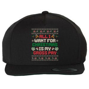 All I Want For Christmas Is My Gross Pay Funny Joke Wool Snapback Cap