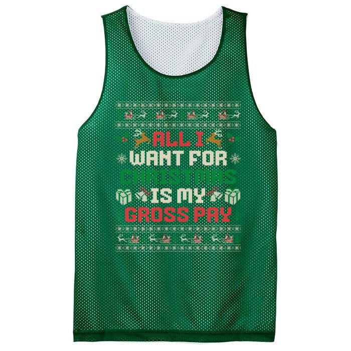 All I Want For Christmas Is My Gross Pay Funny Joke Mesh Reversible Basketball Jersey Tank