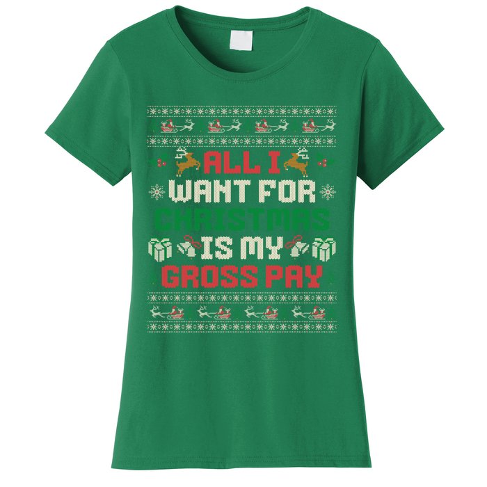 All I Want For Christmas Is My Gross Pay Funny Joke Women's T-Shirt