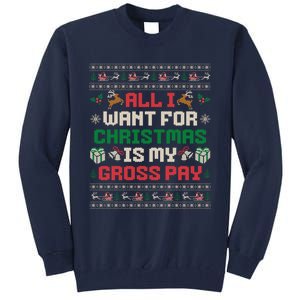 All I Want For Christmas Is My Gross Pay Funny Joke Tall Sweatshirt