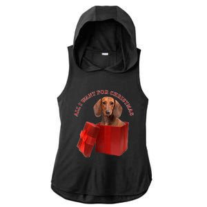 All I Want For Christmas Dachshund Gift Ladies PosiCharge Tri-Blend Wicking Draft Hoodie Tank