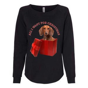 All I Want For Christmas Dachshund Gift Womens California Wash Sweatshirt