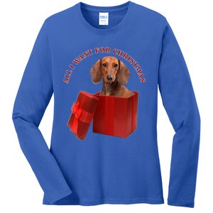 All I Want For Christmas Dachshund Gift Ladies Long Sleeve Shirt