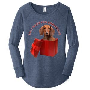 All I Want For Christmas Dachshund Gift Women's Perfect Tri Tunic Long Sleeve Shirt