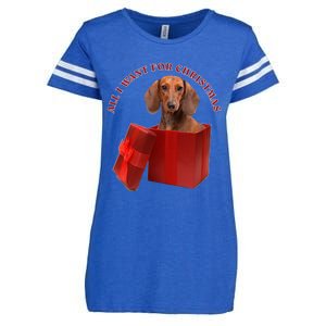 All I Want For Christmas Dachshund Gift Enza Ladies Jersey Football T-Shirt