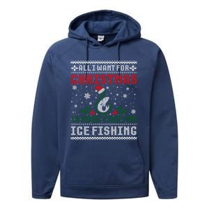 All I Want For Christmas More Ice Fishing Ugly Meaningful Gift Performance Fleece Hoodie