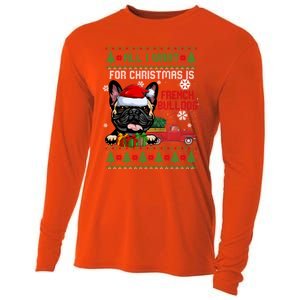 All I Want For Christmas Is French Bulldog Christmas Sweater Cool Gift Cooling Performance Long Sleeve Crew