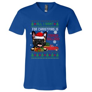 All I Want For Christmas Is French Bulldog Christmas Sweater Cool Gift V-Neck T-Shirt