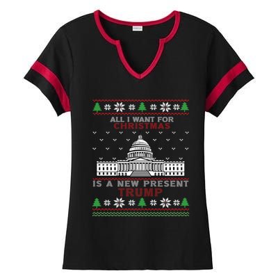 All I Want For Christmas Is A New President Trump Ugly Xgiftmas Gift Ladies Halftime Notch Neck Tee