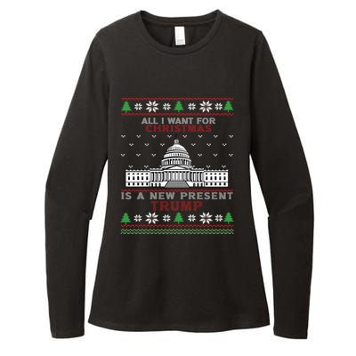 All I Want For Christmas Is A New President Trump Ugly Xgiftmas Gift Womens CVC Long Sleeve Shirt