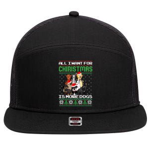 All I Want For Christmas Is More Dogs Ugly Sweater Decor Gift 7 Panel Mesh Trucker Snapback Hat