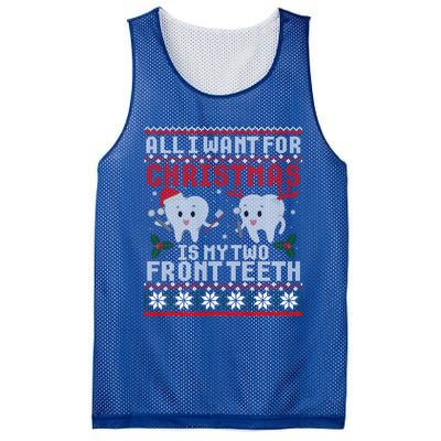 All I Want For Christmas Is My Two Front Teeth Ugly Sweater Cute Gift Mesh Reversible Basketball Jersey Tank