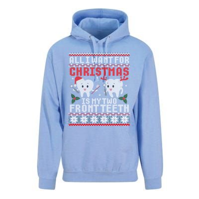 All I Want For Christmas Is My Two Front Teeth Ugly Sweater Cute Gift Unisex Surf Hoodie