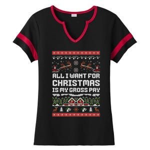 All I Want For Christmas Is My Gross Pay Funny Joke Ladies Halftime Notch Neck Tee