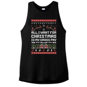 All I Want For Christmas Is My Gross Pay Funny Joke Ladies PosiCharge Tri-Blend Wicking Tank