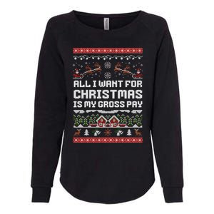 All I Want For Christmas Is My Gross Pay Funny Joke Womens California Wash Sweatshirt