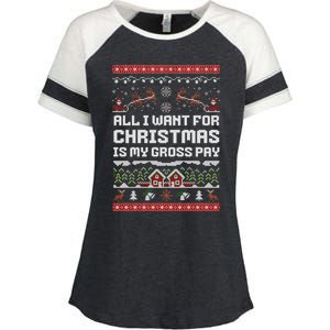 All I Want For Christmas Is My Gross Pay Funny Joke Enza Ladies Jersey Colorblock Tee