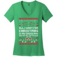 All I Want For Christmas Is My Gross Pay Funny Joke Women's V-Neck T-Shirt