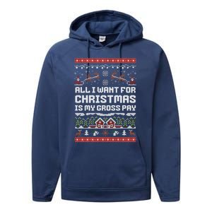 All I Want For Christmas Is My Gross Pay Funny Joke Performance Fleece Hoodie