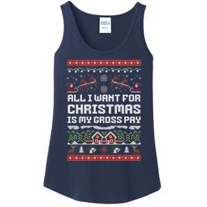 All I Want For Christmas Is My Gross Pay Funny Joke Ladies Essential Tank