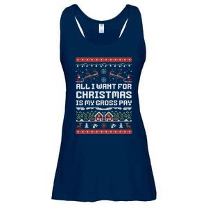 All I Want For Christmas Is My Gross Pay Funny Joke Ladies Essential Flowy Tank