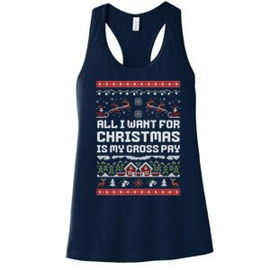 All I Want For Christmas Is My Gross Pay Funny Joke Women's Racerback Tank