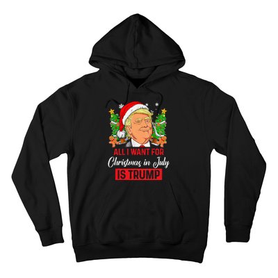 All I Want For Christmas In July Is Trump Funny Santa Summer Hoodie