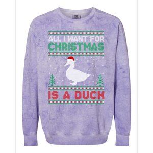 All I Want For Xmas Is A Duck Ugly Christmas Funny Gift Colorblast Crewneck Sweatshirt