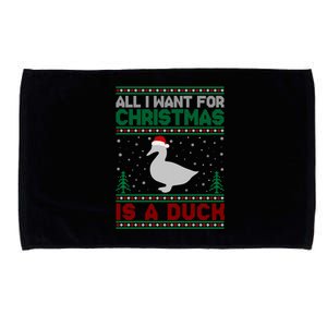 All I Want For Xmas Is A Duck Ugly Christmas Funny Gift Microfiber Hand Towel