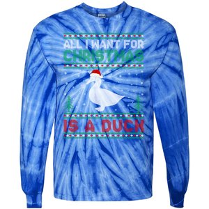 All I Want For Xmas Is A Duck Ugly Christmas Funny Gift Tie-Dye Long Sleeve Shirt