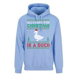 All I Want For Xmas Is A Duck Ugly Christmas Funny Gift Unisex Surf Hoodie