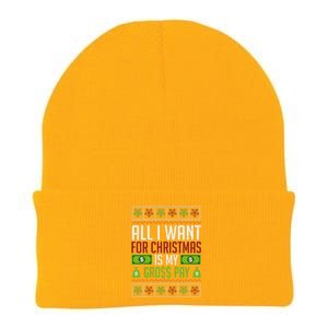 All I Want For Christmas Is My Gross Pay Funny Holiday Humor Knit Cap Winter Beanie