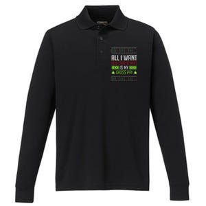 All I Want For Christmas Is My Gross Pay Funny Holiday Humor Performance Long Sleeve Polo