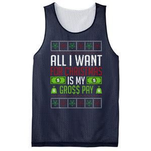 All I Want For Christmas Is My Gross Pay Funny Holiday Humor Mesh Reversible Basketball Jersey Tank