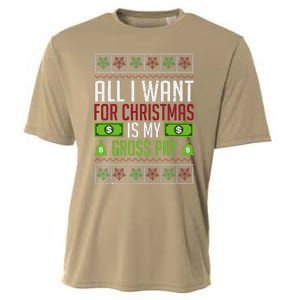 All I Want For Christmas Is My Gross Pay Funny Holiday Humor Cooling Performance Crew T-Shirt