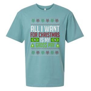 All I Want For Christmas Is My Gross Pay Funny Holiday Humor Sueded Cloud Jersey T-Shirt