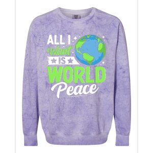 All I Want Is World Peace Graphic Colorblast Crewneck Sweatshirt