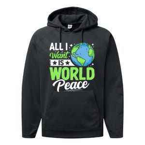 All I Want Is World Peace Graphic Performance Fleece Hoodie