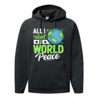 All I Want Is World Peace Graphic Performance Fleece Hoodie