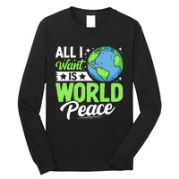 All I Want Is World Peace Graphic Long Sleeve Shirt