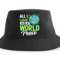 All I Want Is World Peace Graphic Sustainable Bucket Hat