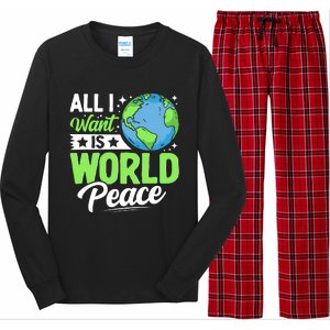 All I Want Is World Peace Graphic Long Sleeve Pajama Set