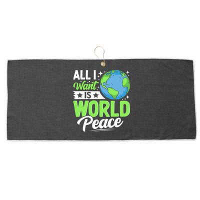 All I Want Is World Peace Graphic Large Microfiber Waffle Golf Towel