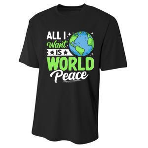 All I Want Is World Peace Graphic Performance Sprint T-Shirt