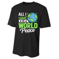 All I Want Is World Peace Graphic Performance Sprint T-Shirt