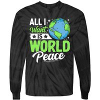 All I Want Is World Peace Graphic Tie-Dye Long Sleeve Shirt