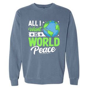 All I Want Is World Peace Graphic Garment-Dyed Sweatshirt